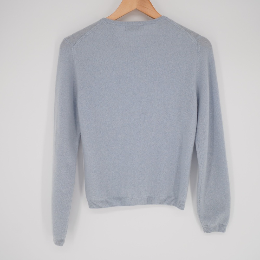 Lord & Taylor 2 Ply Cashmere Cardigan Sweater Womens M Blue Luxury Vintage 90s - Picture 2 of 12